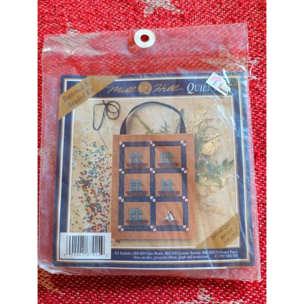 New Vintage Counted Cross Stitch Kit Mill Hill Beaded Sailboat Quilt MHCB14 Kit